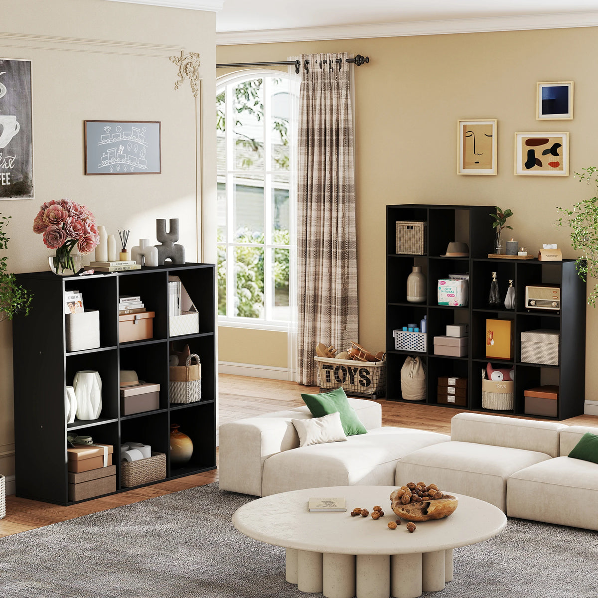 JHK Wooden Open Bookcase Storage Organizer Modern Minimalist Home