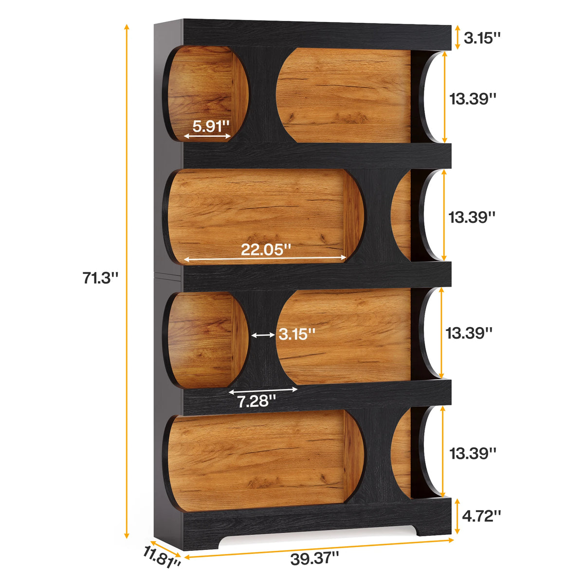 Tribesigns Modern S Shaped Bookcase With Four Tier Decorative Shelves