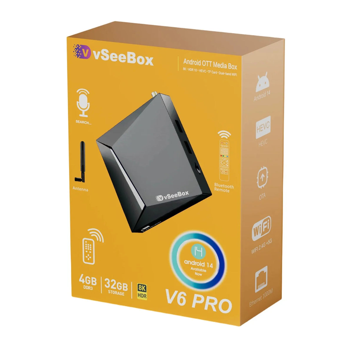 VseeBox Android TV Box 8K Ultra HD Voice Control Bluetooth 5.0
