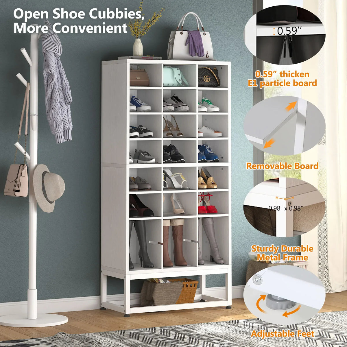 Tribesigns Wooden Shoe Cabinet Multi Tier Display Shelf Rack