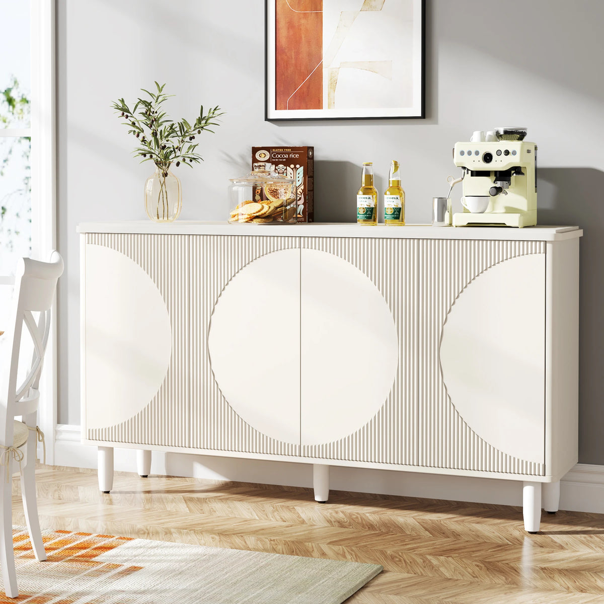 Tribesigns Modern Wood Buffet Cabinet With Storage And Double Doors