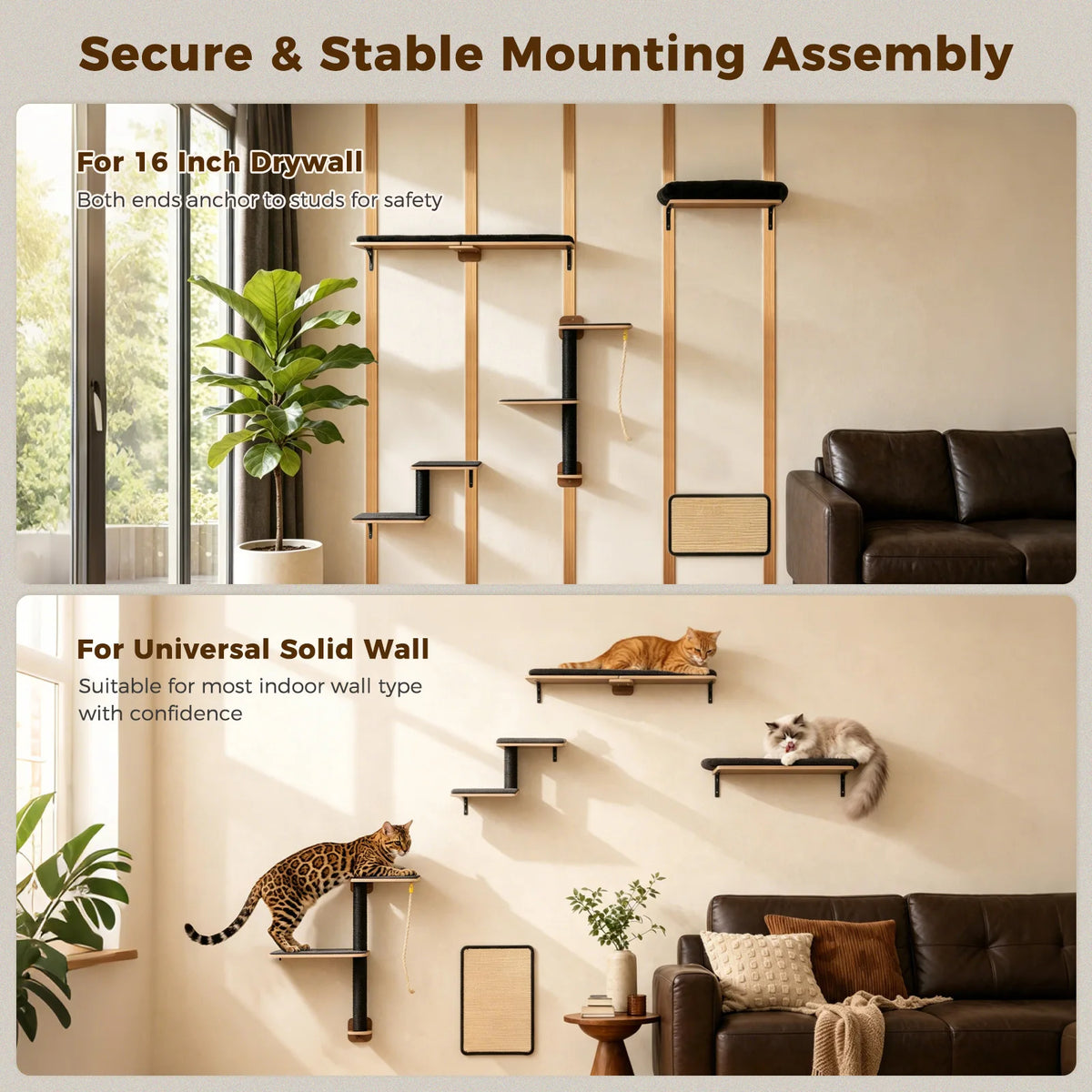 Pawz Road 5 Tier Wooden Wall Mounted Cat Climbing Shelf
