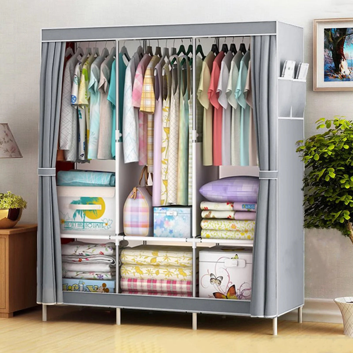 Portable Fabric Wardrobe Clothing Storage Organizer For Bedroom