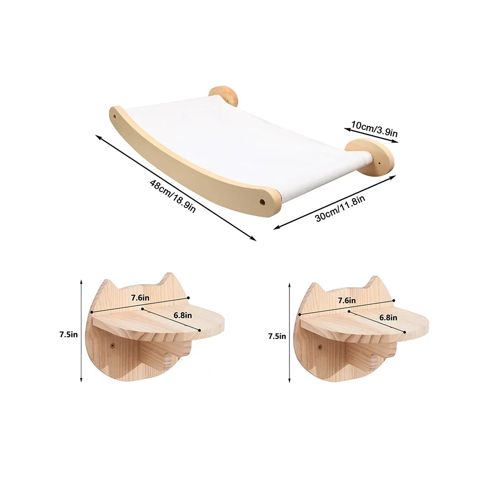 CWV Wall Mounted Cat Hammock And Scratching Stairway Shelf