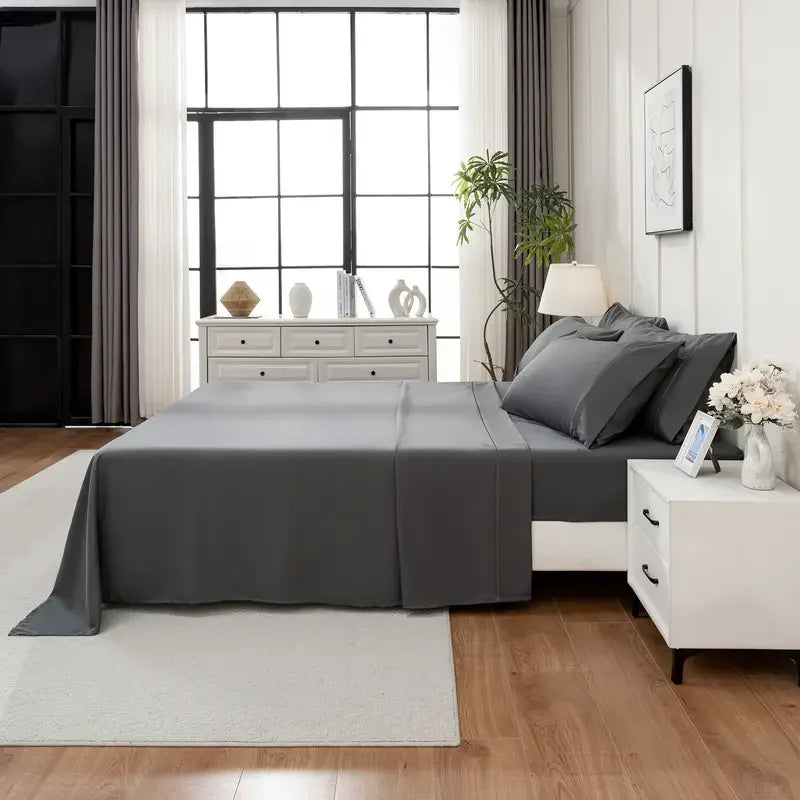 Bamboo Cooling Sheet Set With Breathable Comfort For Hot Sleepers