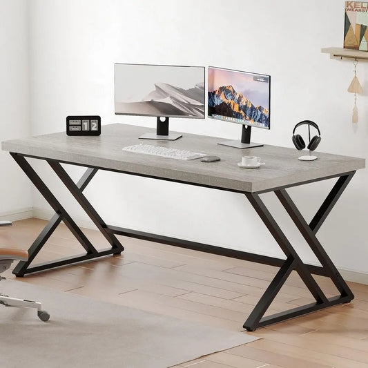 Industrial L Shaped Computer Desk With Sturdy Metal Frame