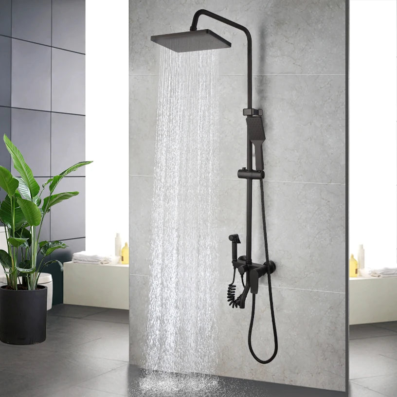 Sinlaku Wall Mount Shower Mixer With Rainfall Head And Shelf
