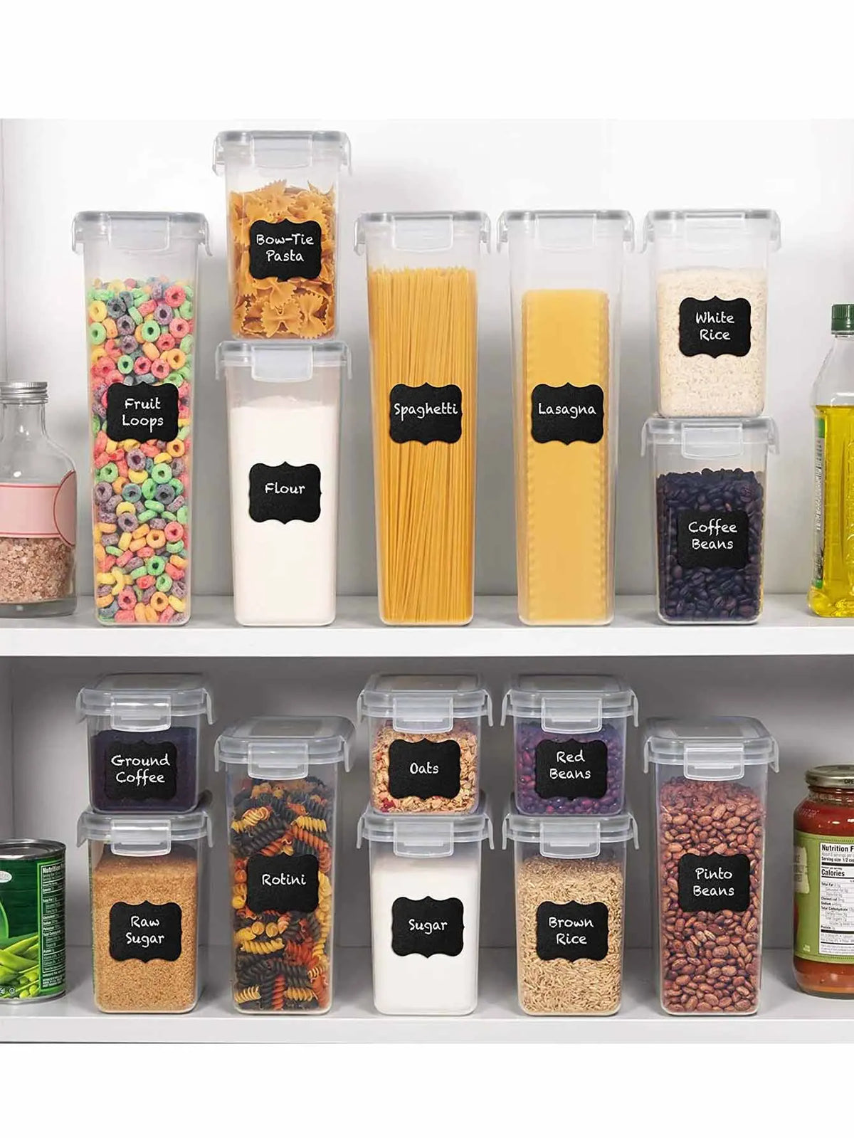 Airtight Food Storage Containers With Labels For Fresh Kitchen Organization