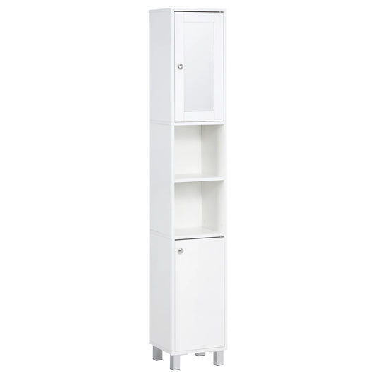 Kleankin Freestanding Bathroom Storage Cabinet With Mirror And Shelves