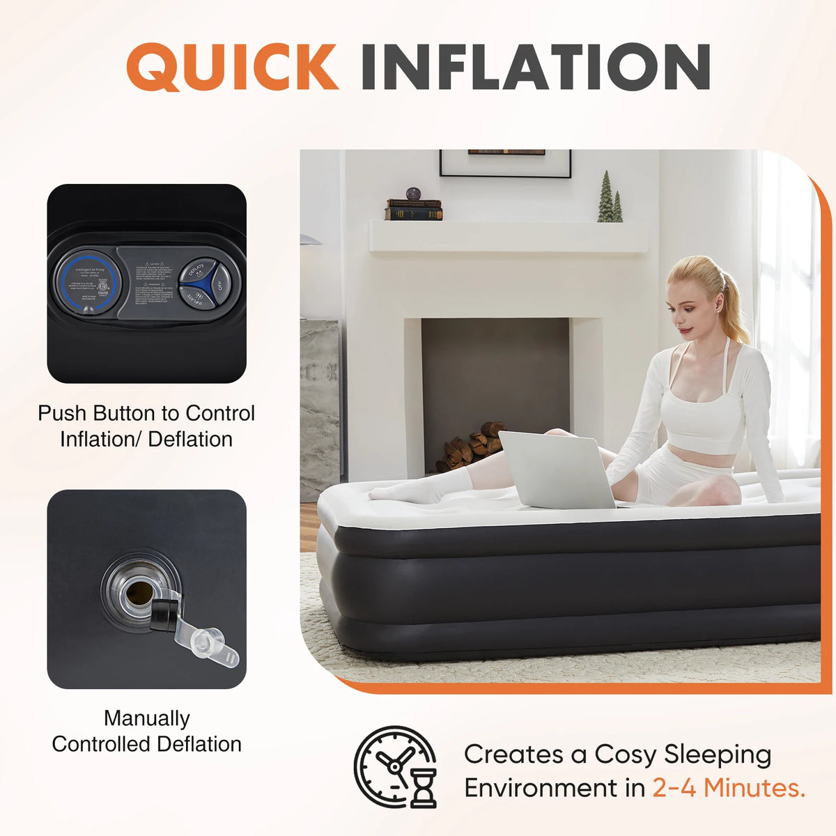 MCQ Air Mattress With Built In Pump And Non-Slip Base