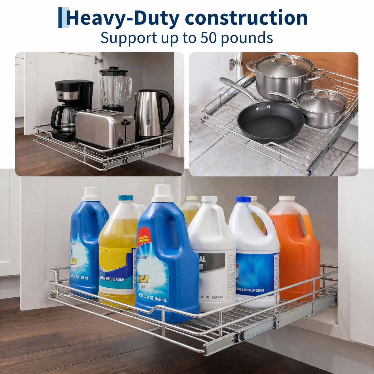 HiMISS Pull Out Cabinet Organizer With Full Extension Slide Drawer