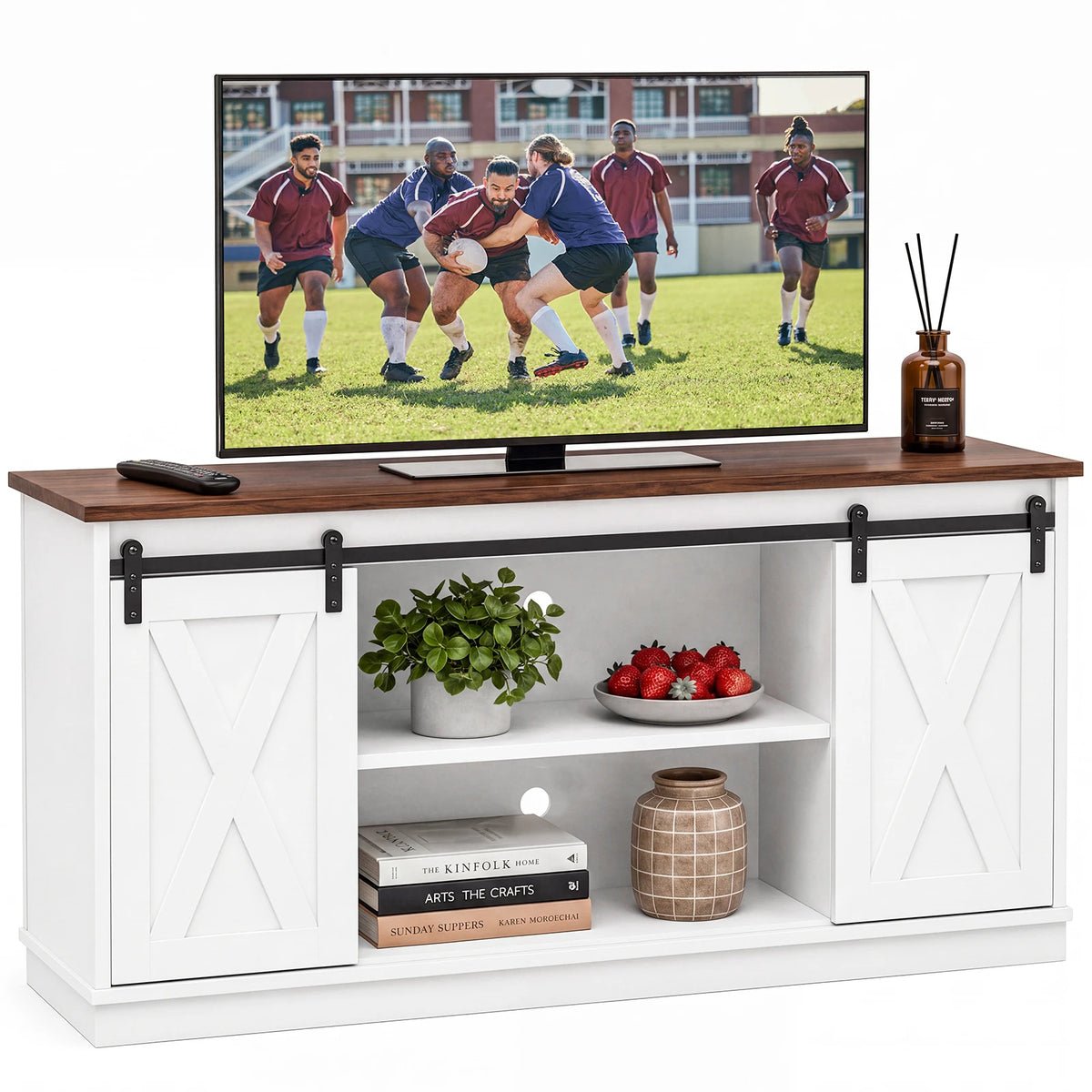 MCQ Contemporary Wood TV Stand Console With Ample Storage Space