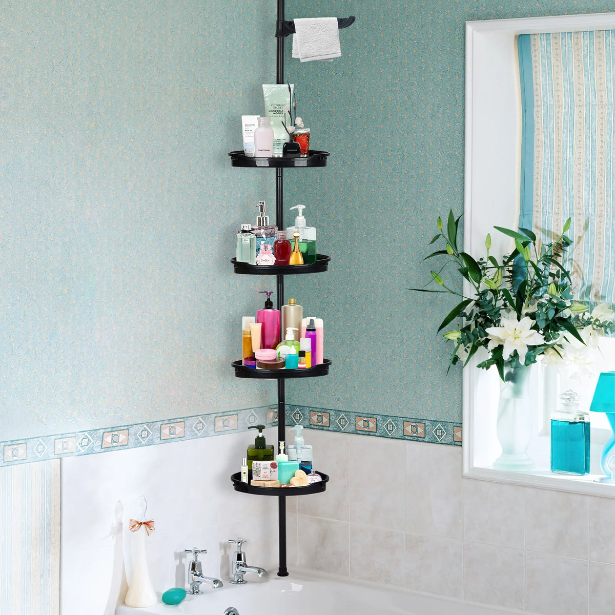 HiMISS Corner Shower Caddy Four Tier Adjustable Bathroom Organizer