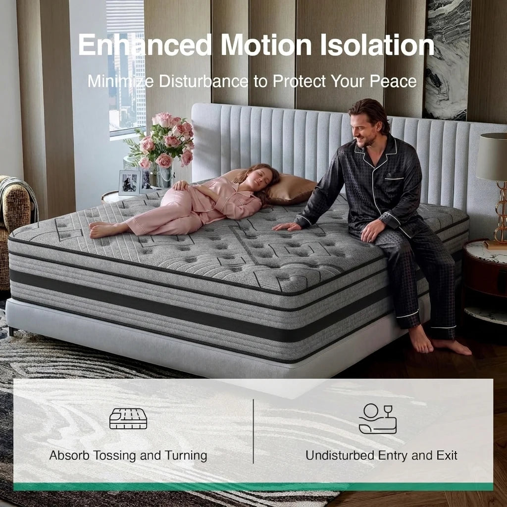 Premium Memory Foam And Spring Hybrid Mattress Offers Ergonomic Support