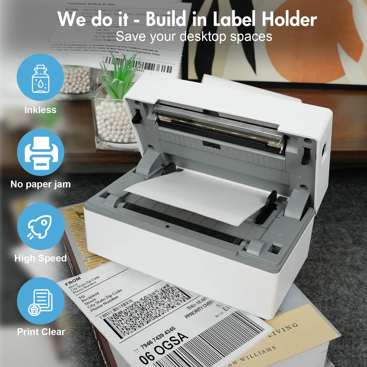 TakeYou Portable Thermal Shipping Label Printer With Bluetooth And USB