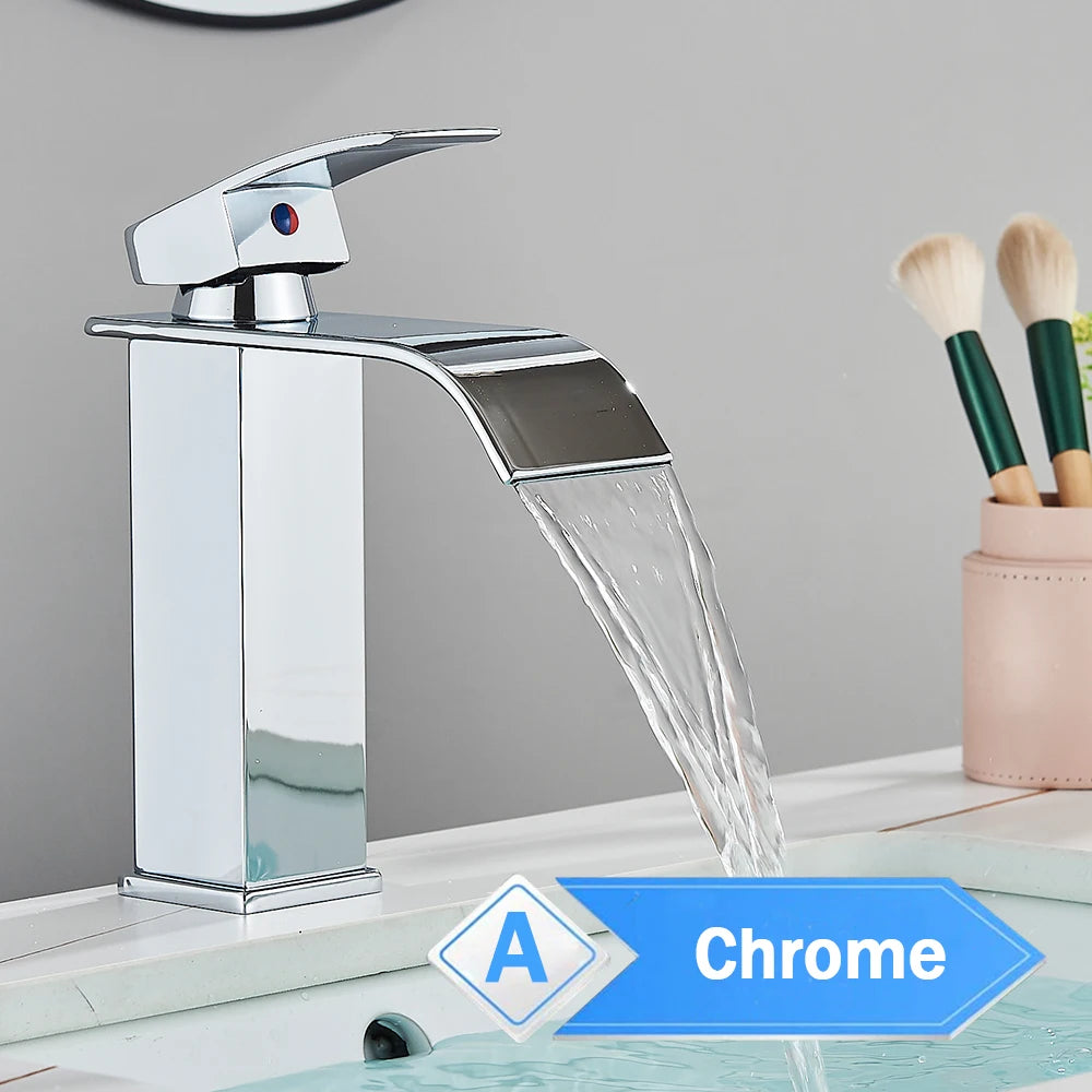 Rozin Waterfall Bathroom Basin Faucet Single Lever Hot Cold Mixer