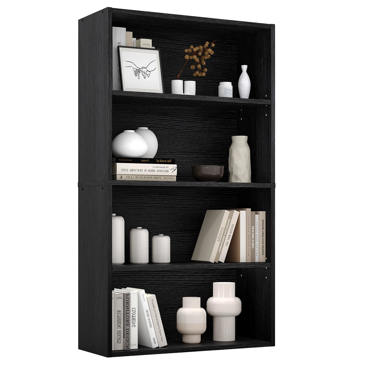JHK Four Tier Wooden Bookcase For Home Office Storage Shelf