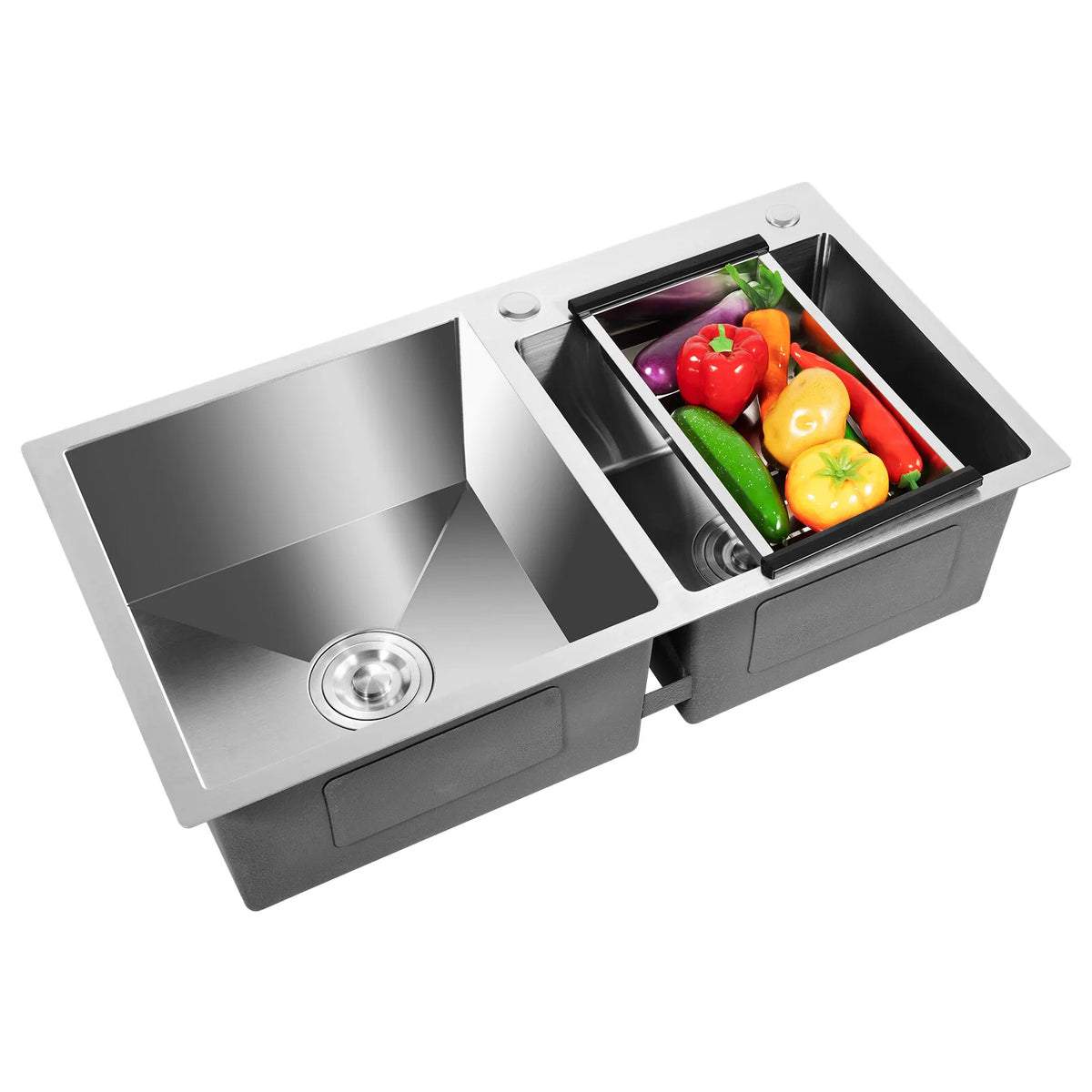 Stainless Steel Double Bowl Kitchen Sink With Noise Reduction