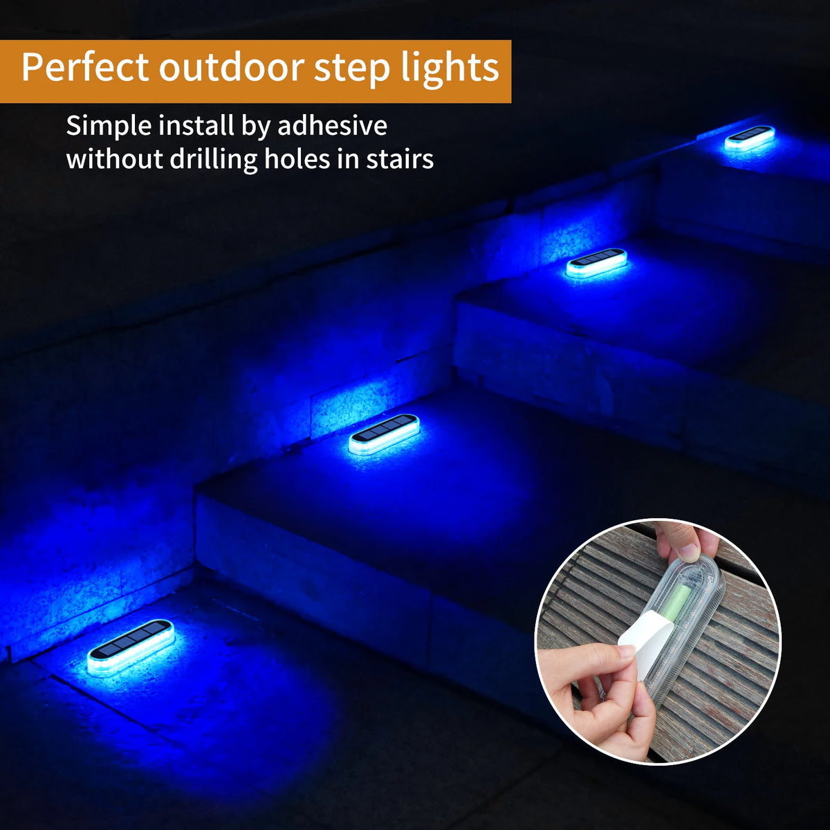 Solar LED Deck Lights Auto On Off Outdoor Waterproof Patio