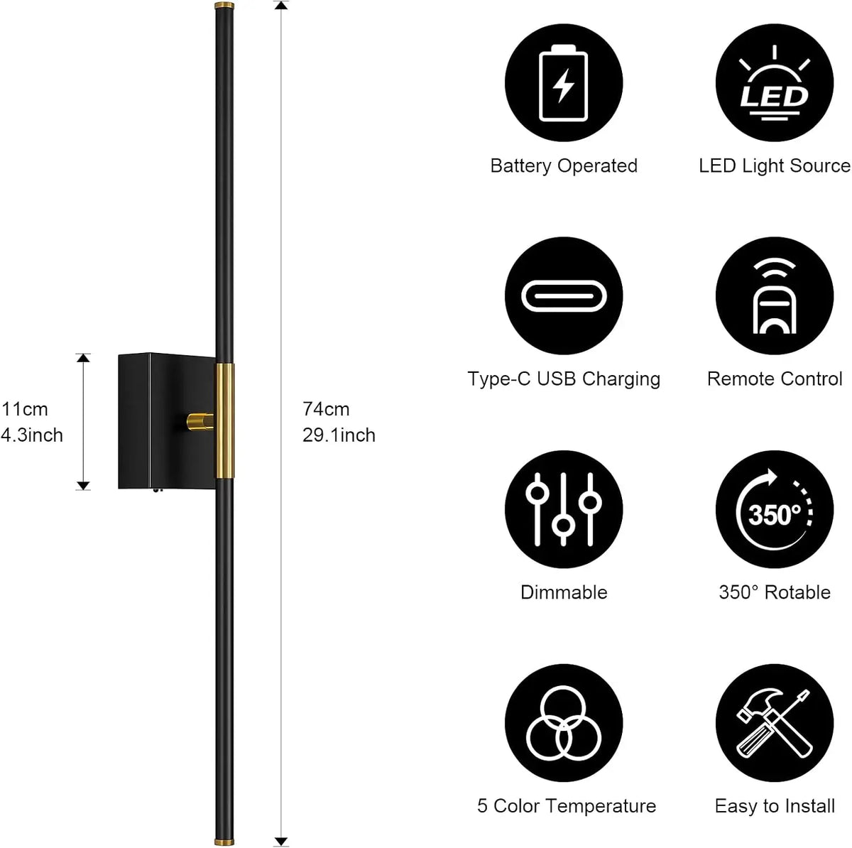 Dimmable Battery Operated Wall Sconces With Remote Control
