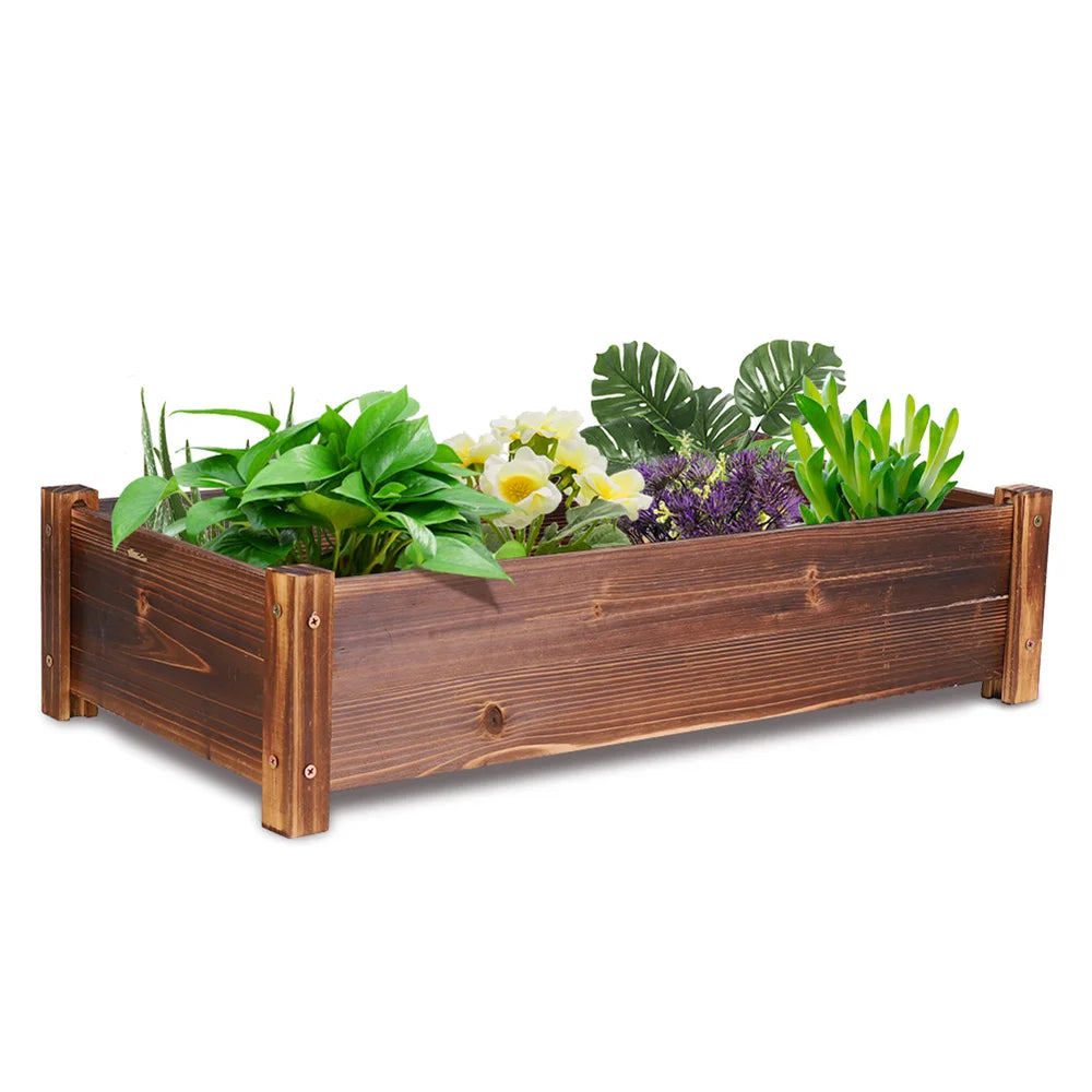Wooden Raised Garden Planter Box for Flowers Herbs and Vegetables