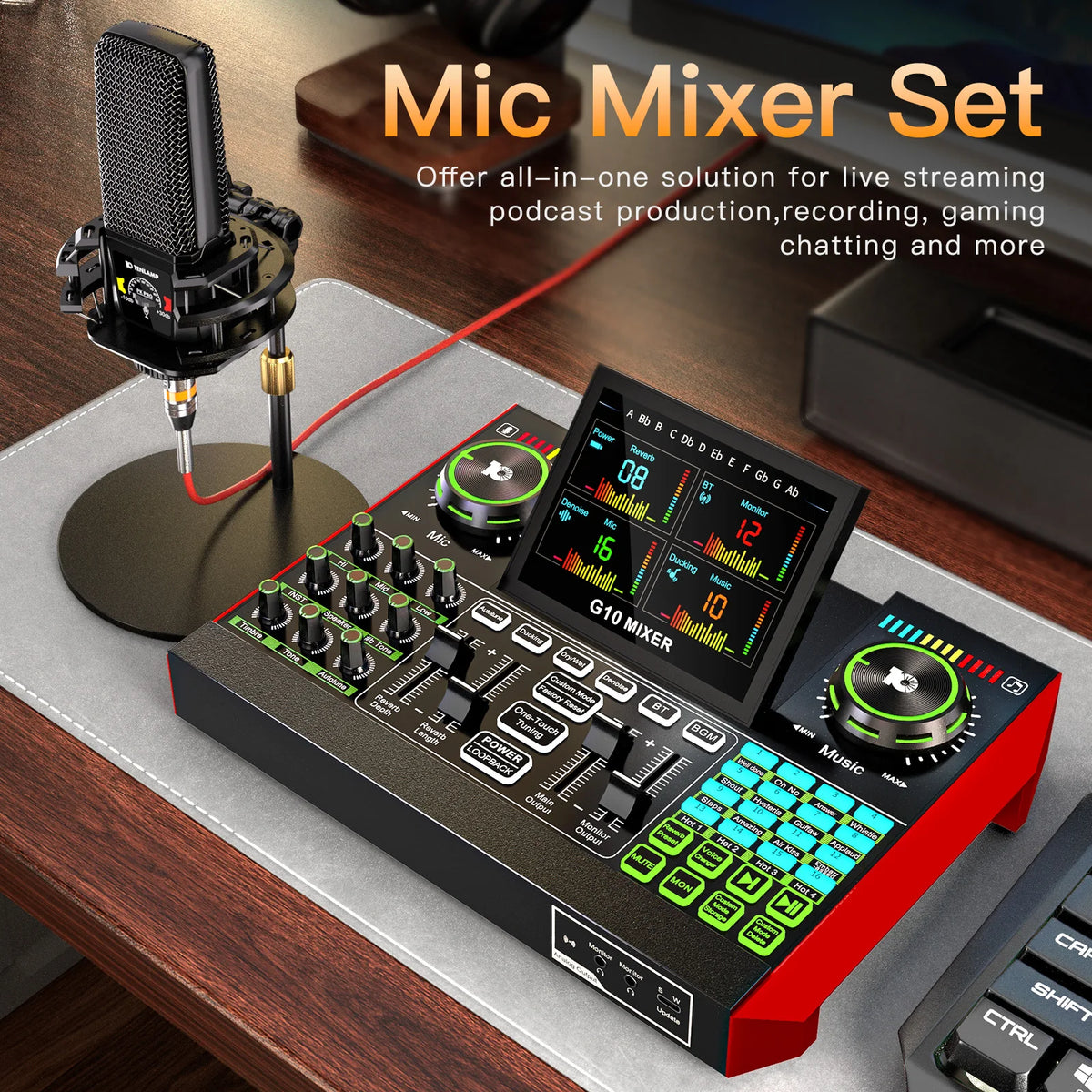 Tenlamp G10 Professional Audio Mixer And Streaming Interface