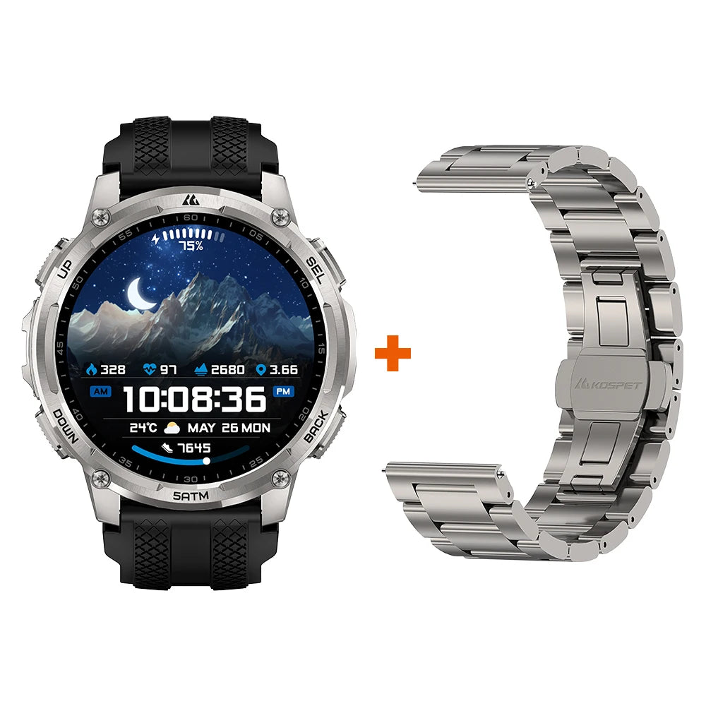 KOSPET Tank T4C Rugged Smartwatch With Dual Band GPS Flashlight