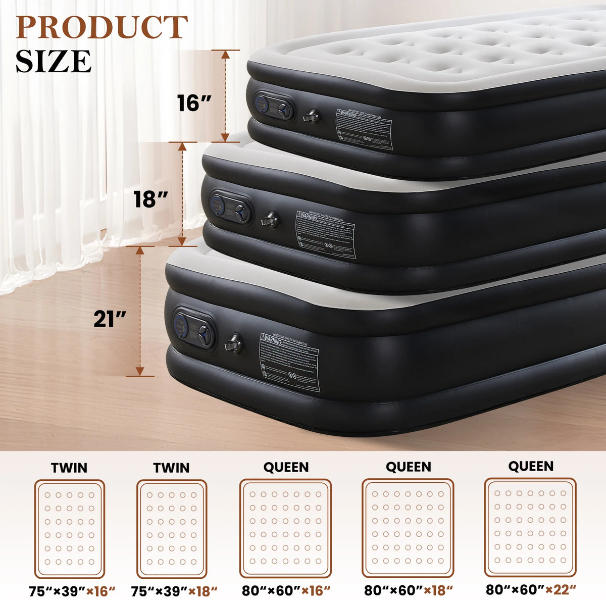 JHK Portable Inflatable Air Mattress For Home Camping Or Travel