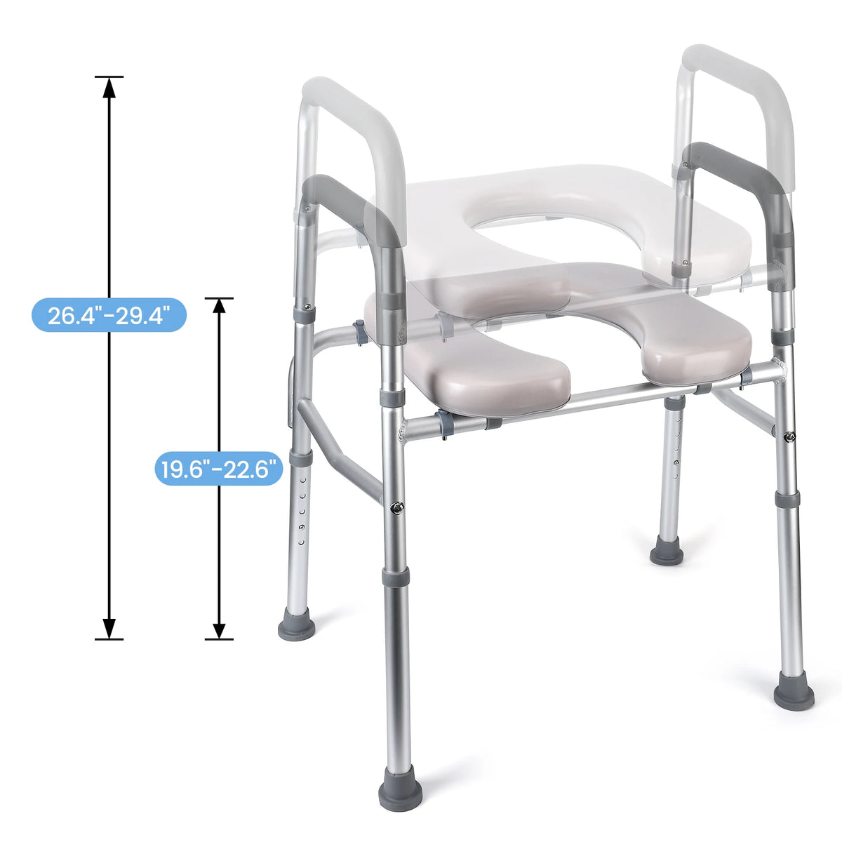 Twister.ck Adjustable Raised Toilet Seat with Armrests and Padded Cushion