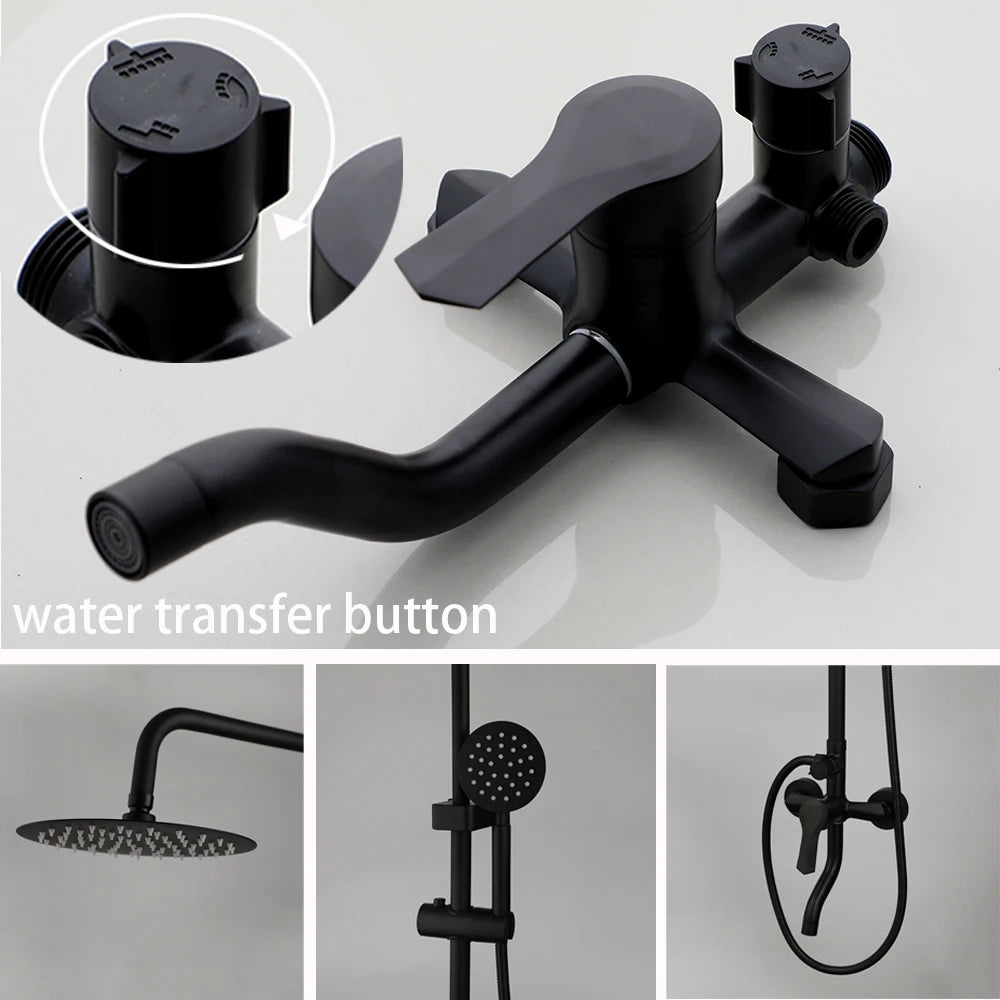 Sinlaku Wall Mount Shower Mixer With Rainfall Head And Shelf