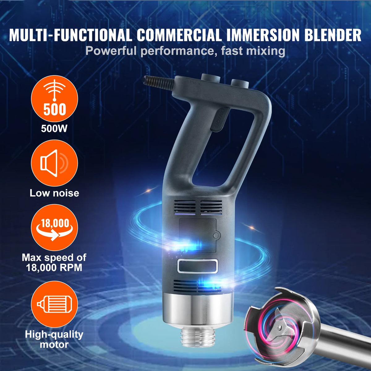 SucceBuy Commercial Immersion Blender Heavy Duty Variable Speed Hand Mixer