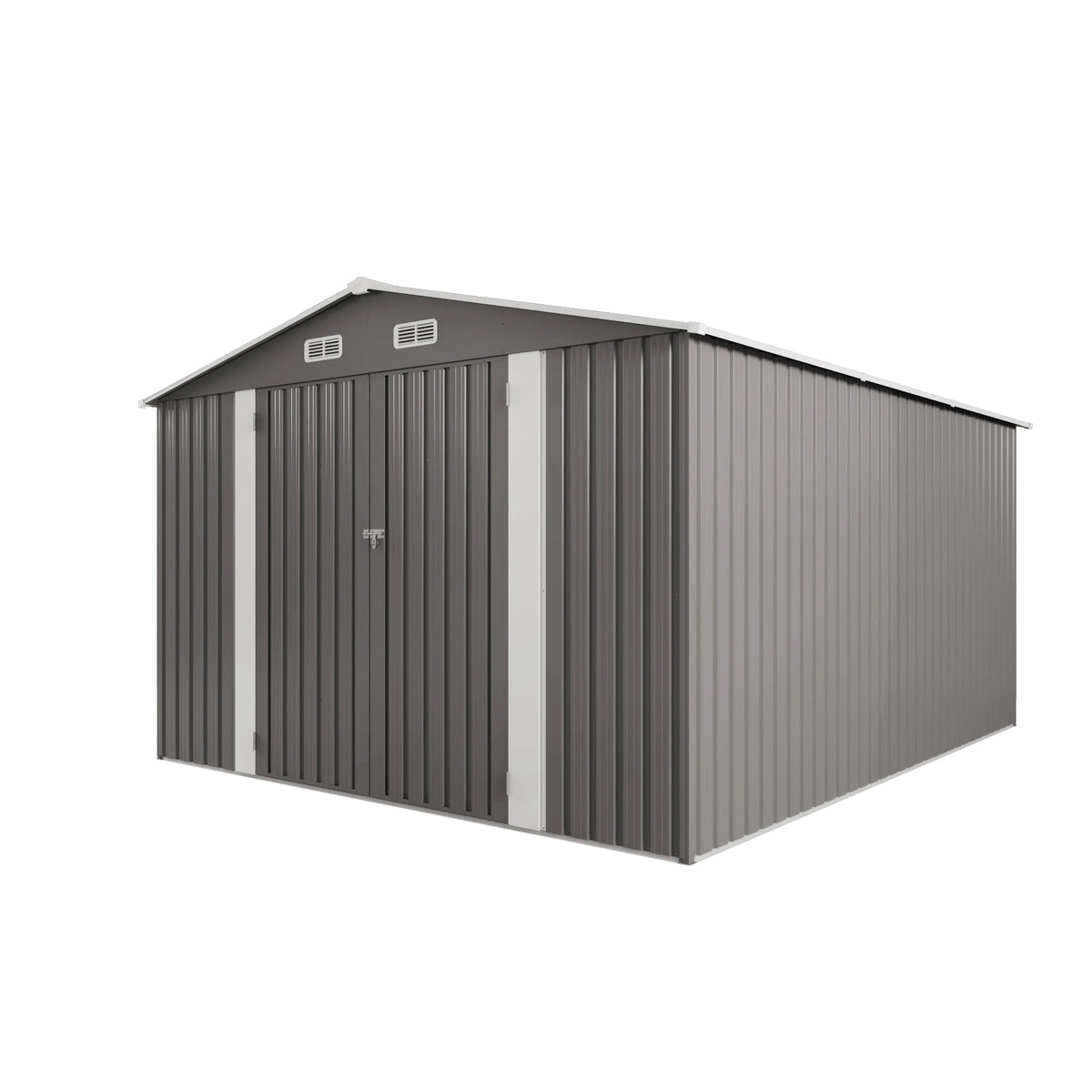 SUSUA Outdoor Metal Storage Shed With Double Doors And Windows