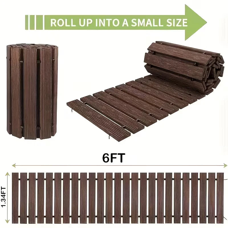 Natural Wood Roll Up Garden Pathway Portable Outdoor Walkway