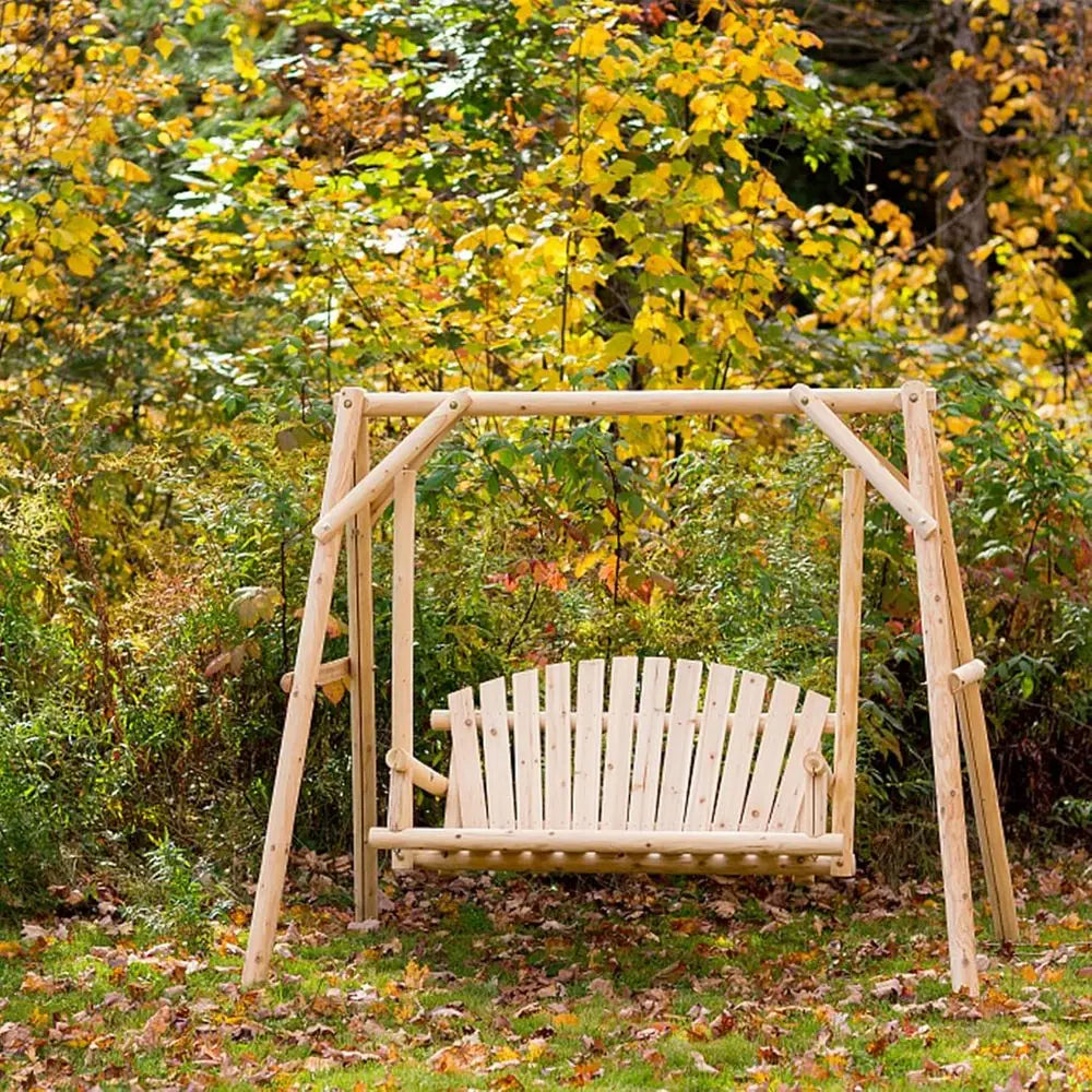 Premium Wood Porch Swing Set With Bench For Peaceful Patios
