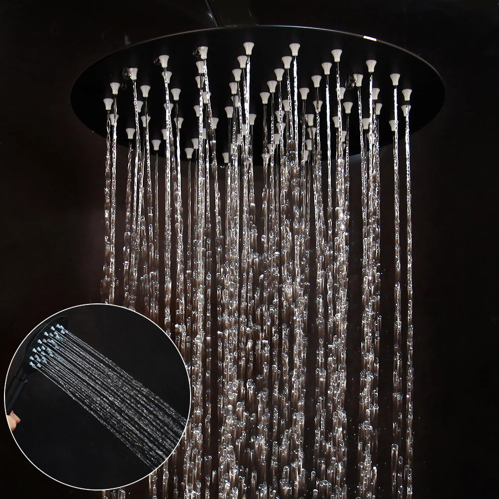 Sinlaku Wall Mount Shower Mixer With Rainfall Head And Shelf