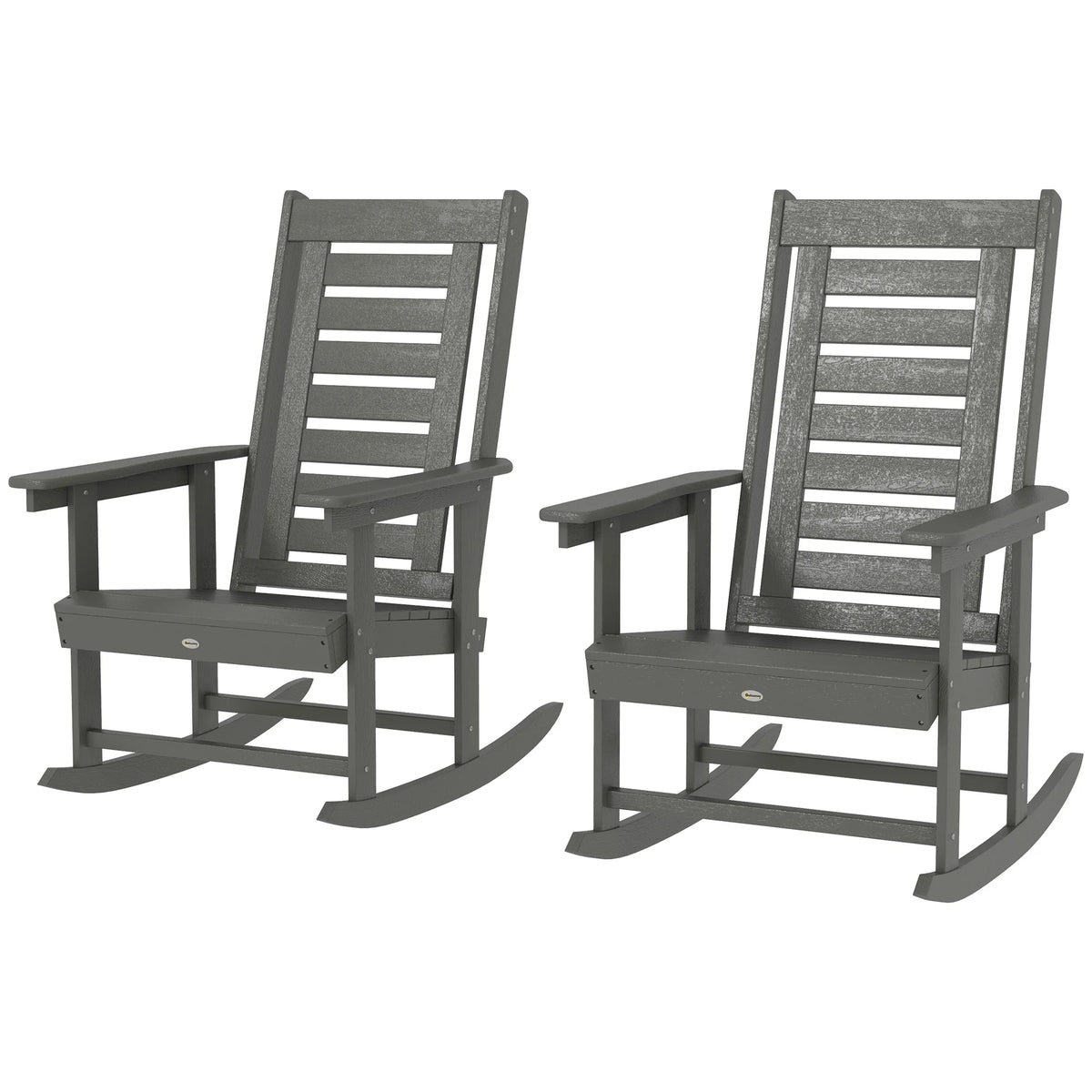 Outsunny Set Of Two Outdoor HDPE High Back Rocking Chairs