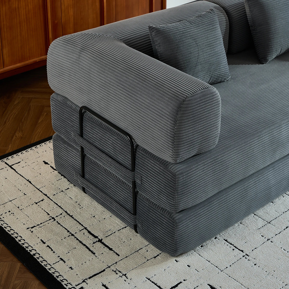 THOLASIS Folding Convertible Sofa Bed Velvet Futon Loveseat Living Room