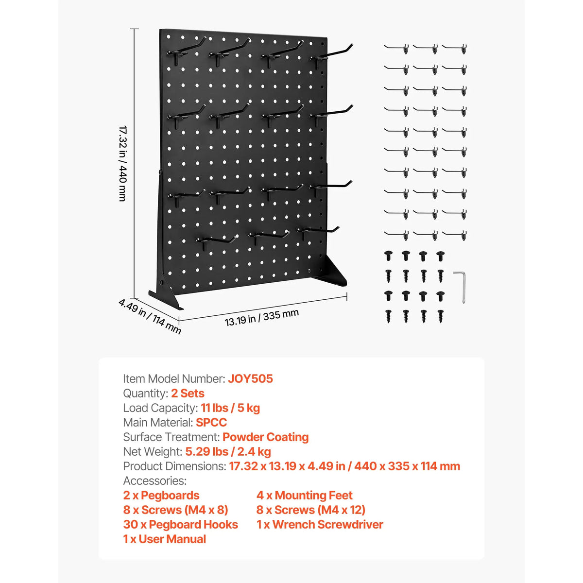 SucceBuy Tabletop Steel Pegboard Display Stand With Hooks