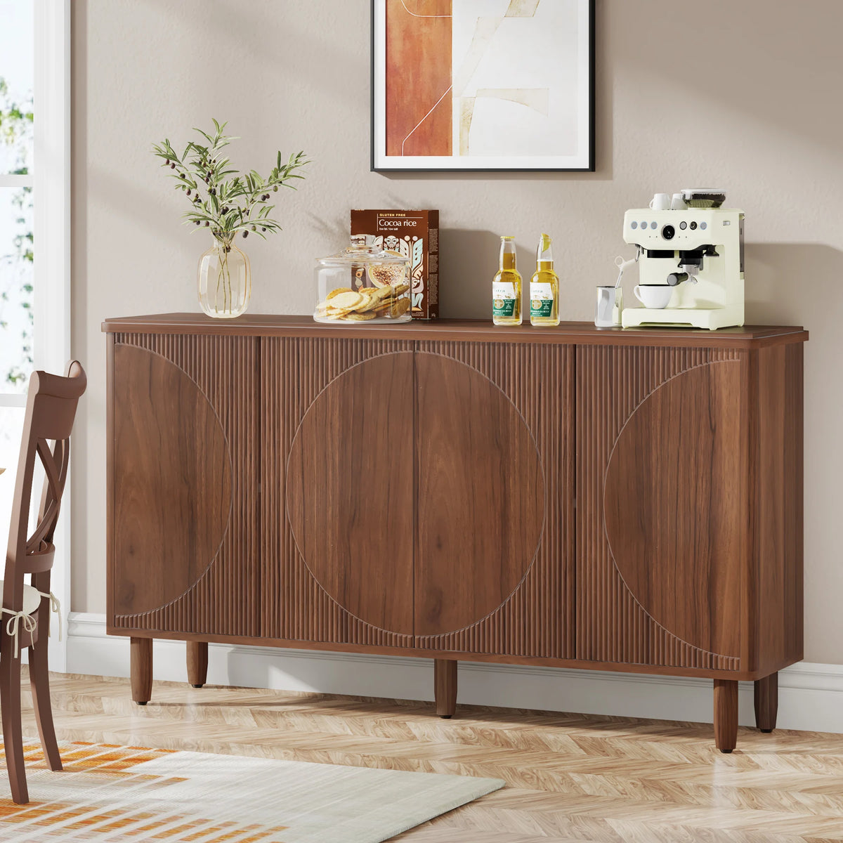 Tribesigns Modern Wood Buffet Cabinet With Storage And Double Doors