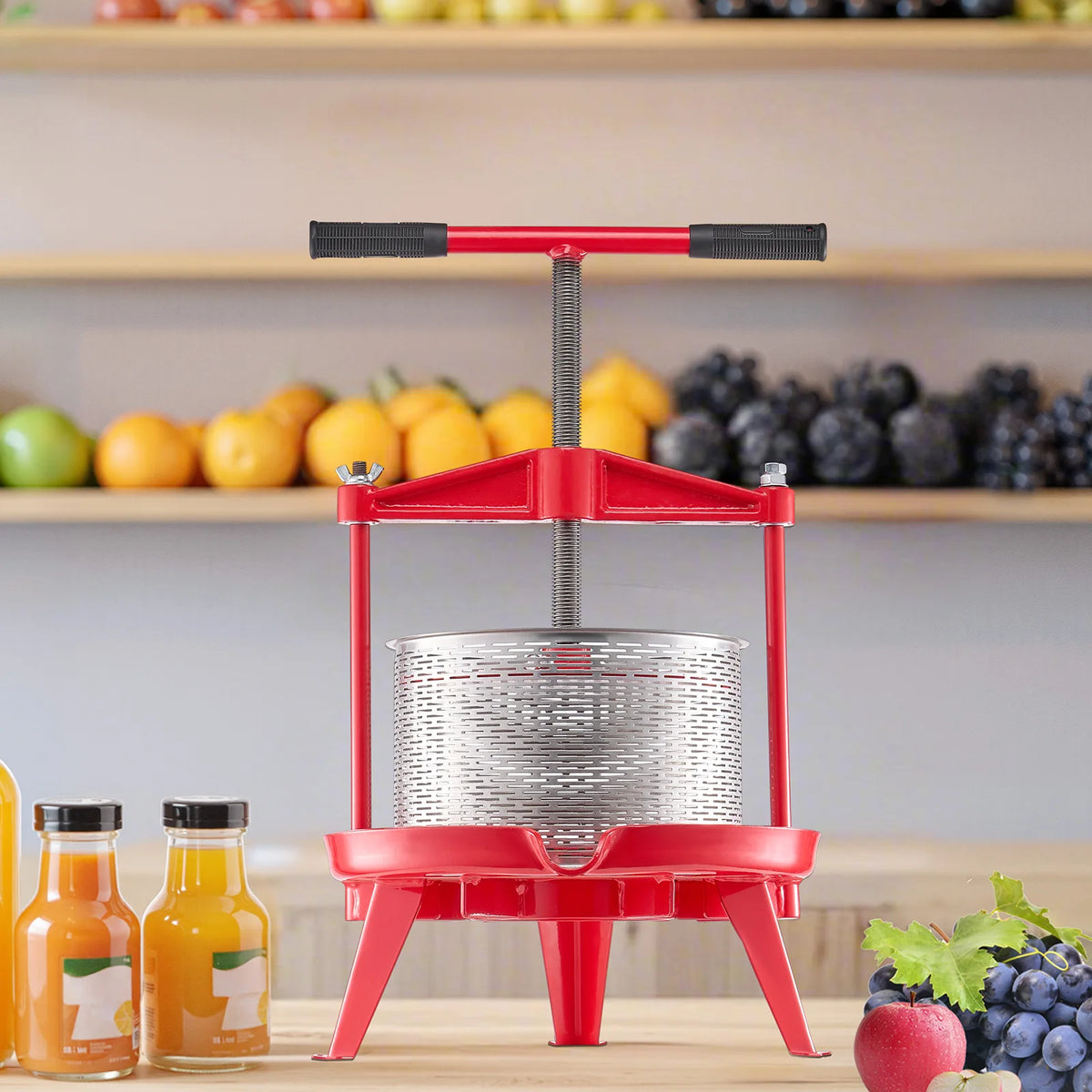 SucceBuy Stainless Steel Manual Fruit Wine Press for Juice Making