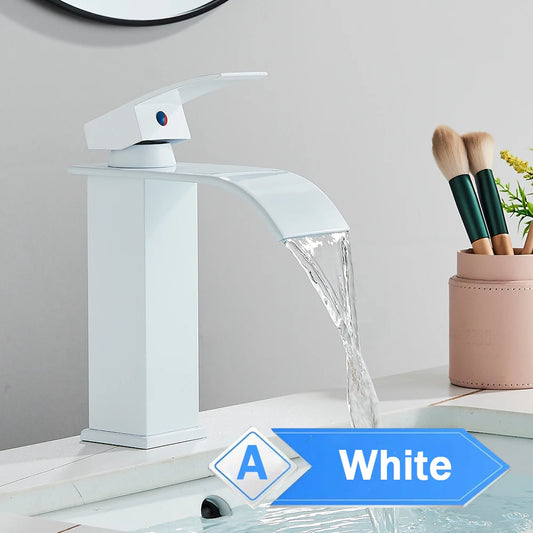 Rozin Waterfall Bathroom Basin Faucet Single Lever Hot Cold Mixer