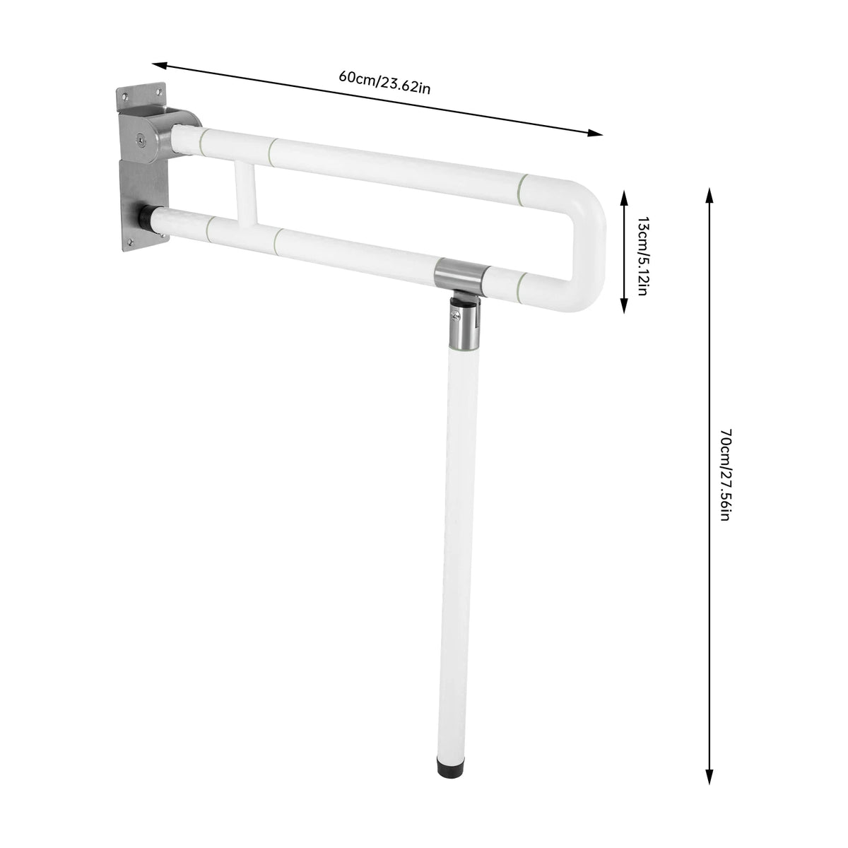 Foldable Metal Toilet Grab Bar Non Slip Bathroom Safety Support