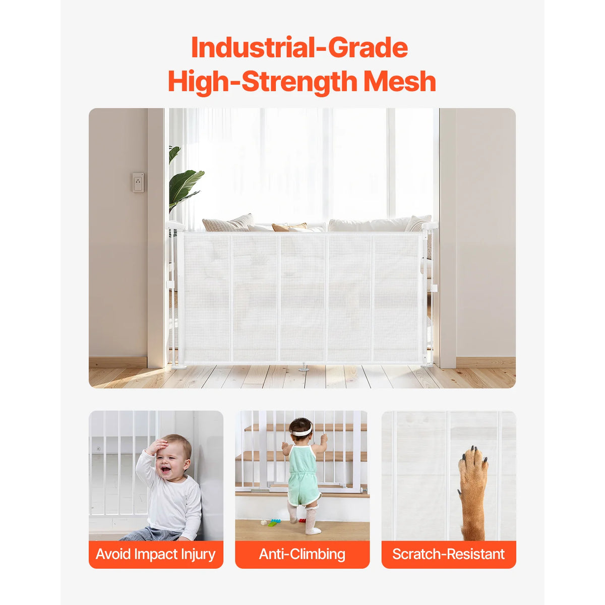 SucceBuy Retractable Safety Gate for Stairs, Doorways, Children and Pets
