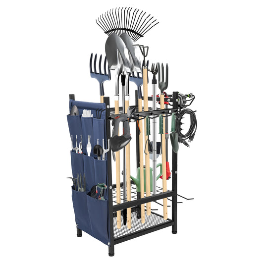 Sarenzoon Metal Garden Tool Organizer Rack With Storage Bag