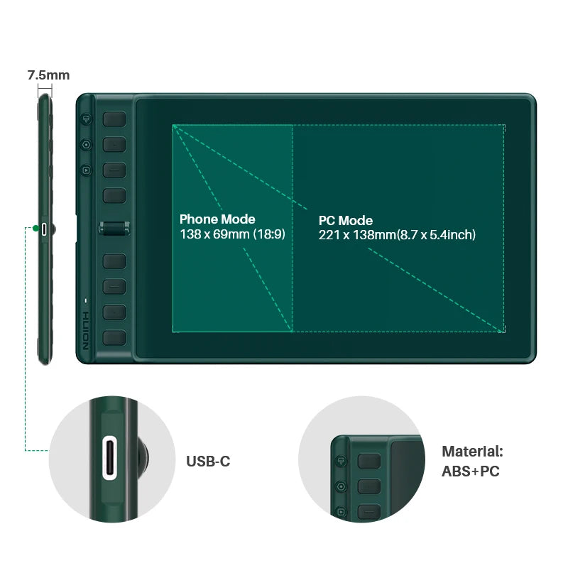 Huion Inspiroy 2 Digital Drawing Tablet With Battery-Free Pen