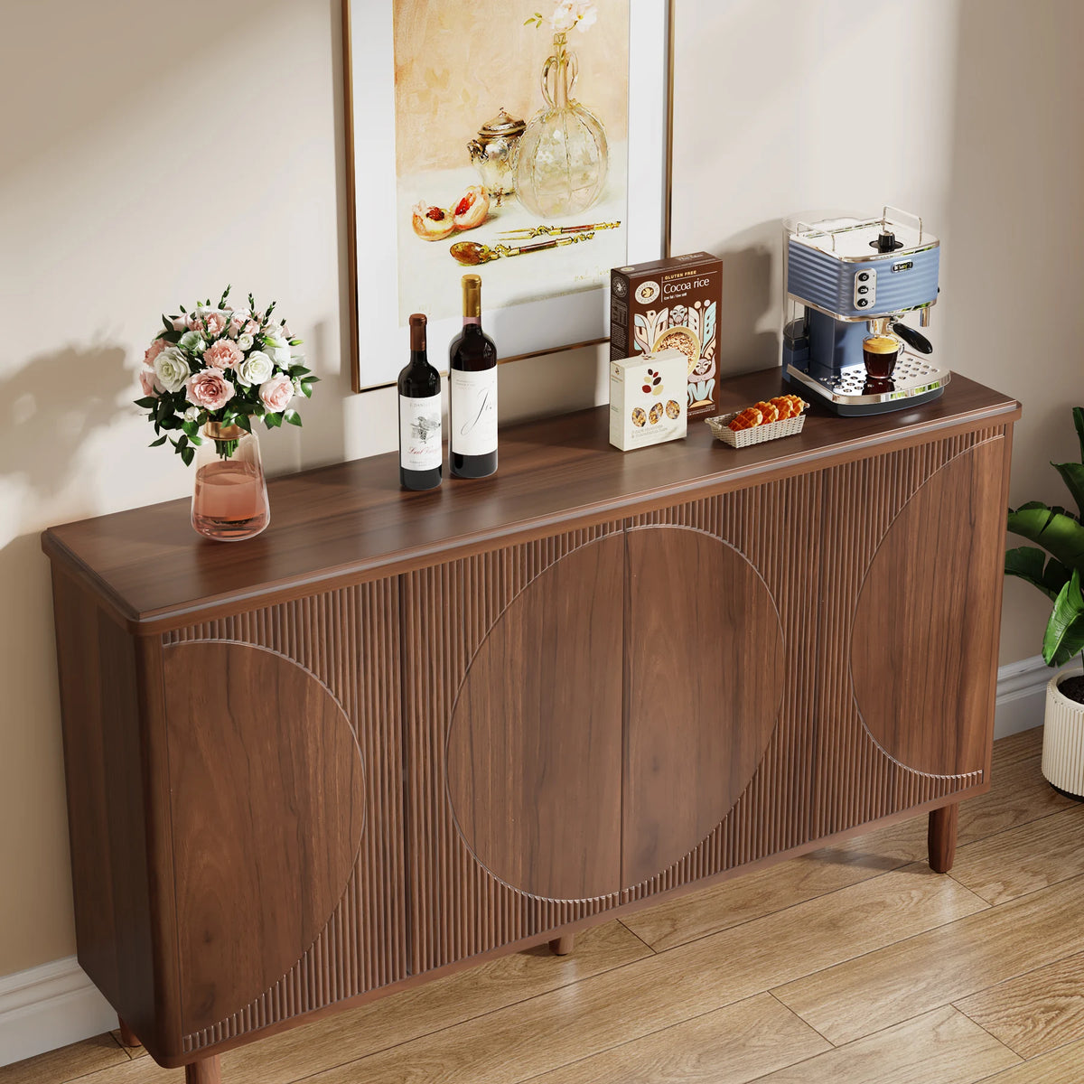 Tribesigns Modern Wood Buffet Cabinet With Storage And Double Doors