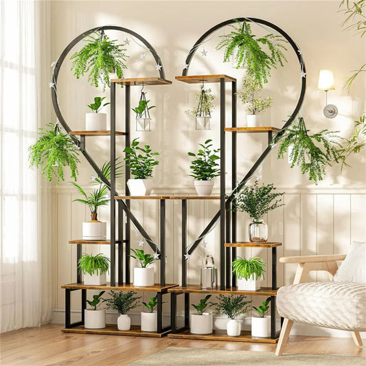 Half Heart Metal Plant Stand Rack With Six Tier Shelves