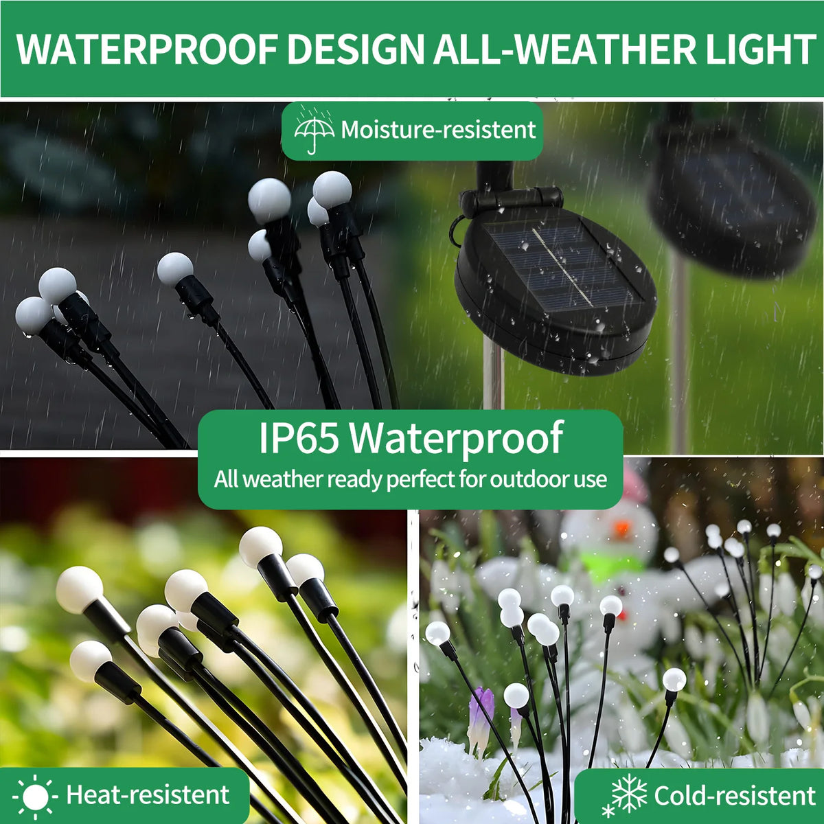 Solar Firefly LED Lights Outdoor Waterproof Garden Pathway