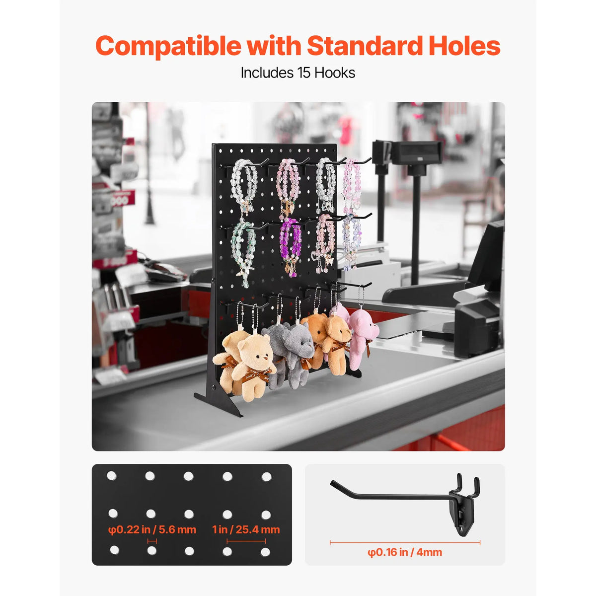 SucceBuy Tabletop Steel Pegboard Display Stand With Hooks