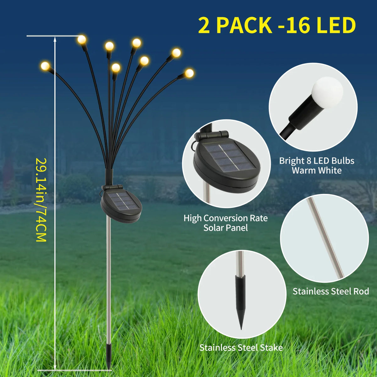 Solar Firefly LED Lights Outdoor Waterproof Garden Pathway